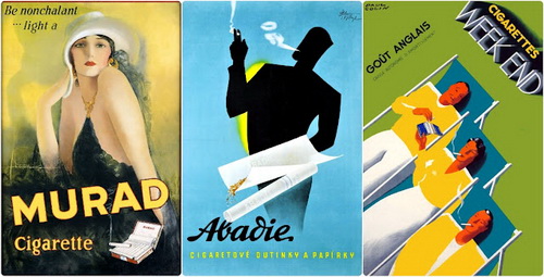 Рекламные плакаты для сигарет и сигар в 1920-х и 30-х годах прошлого века